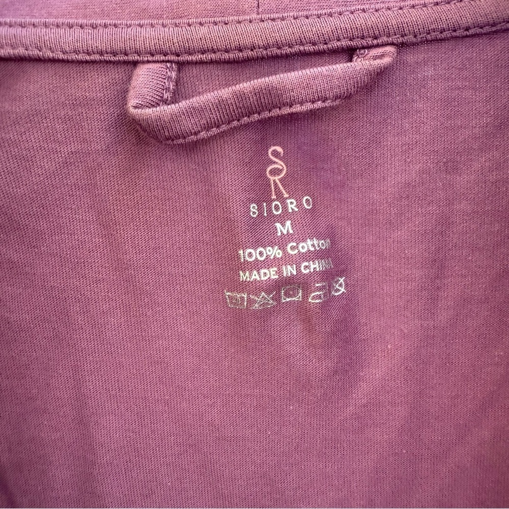 SIORO Women's Mauve Purple Robe 3/4 Sleeves Waist Tie Pockets Size Medium - Picture 2 of 9